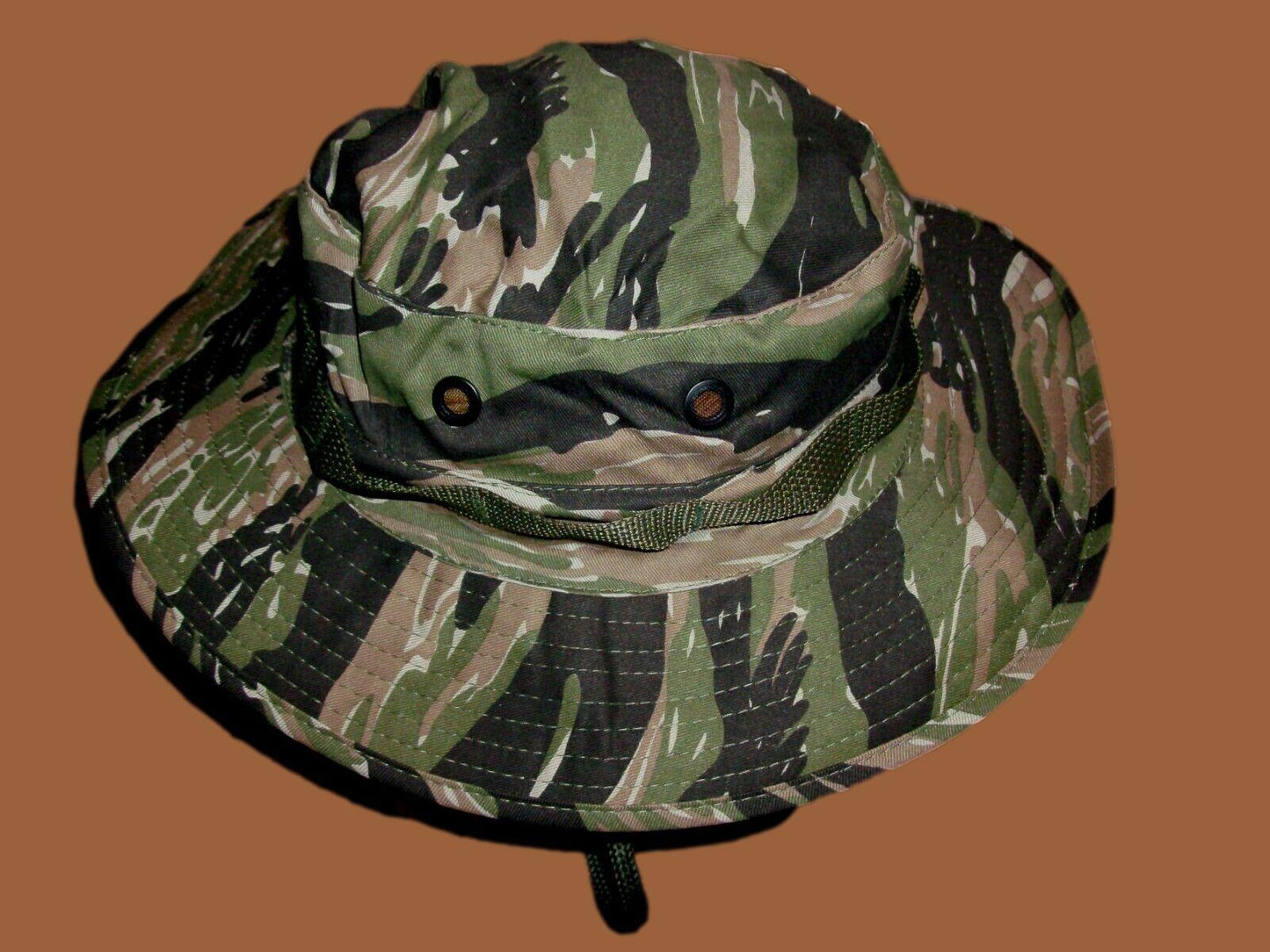 U.S MILITARY STYLE BOONIE HAT TIGER STRIPE CAMOUFLAGE VIETNAM REPRODUCTION 7 1/4