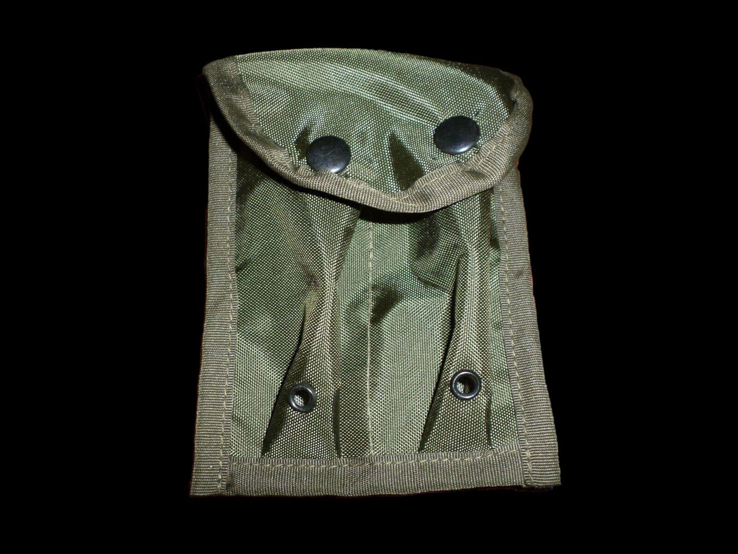 GREEN NYLON 45 CALIBER DOUBLE MAGAZINE CLIP POUCH 7 ROUNDS BELT KEEPERS