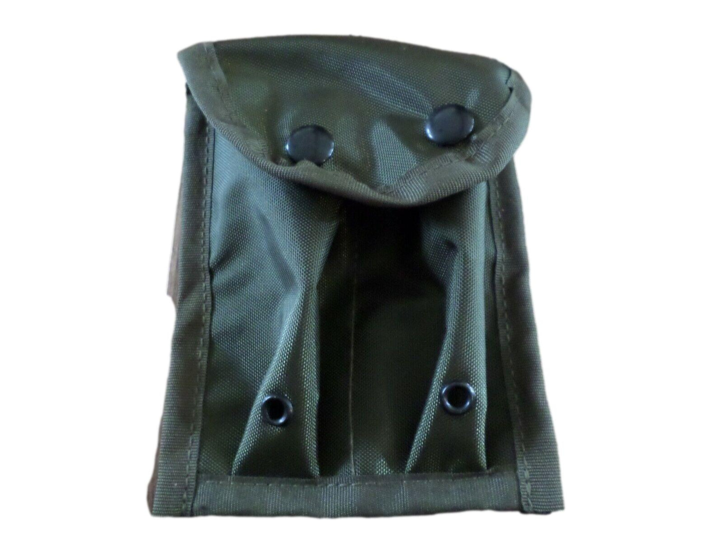 GREEN NYLON 45 CALIBER DOUBLE MAGAZINE CLIP POUCH 7 ROUNDS BELT KEEPERS