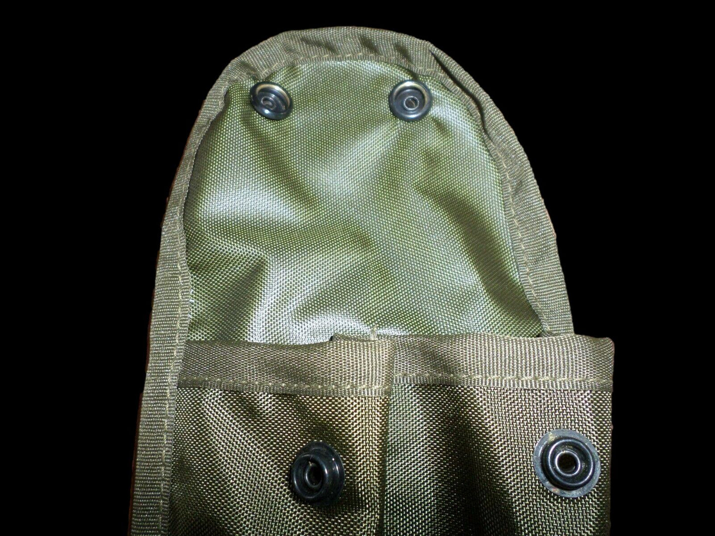 GREEN NYLON 45 CALIBER DOUBLE MAGAZINE CLIP POUCH 7 ROUNDS BELT KEEPERS