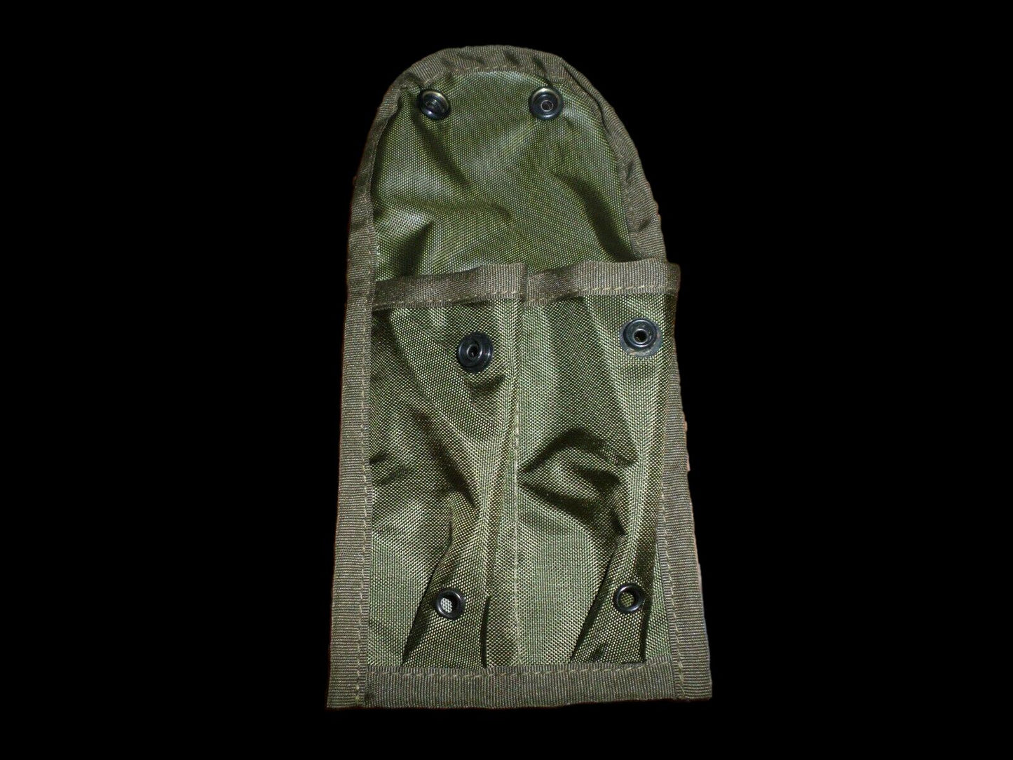 GREEN NYLON 45 CALIBER DOUBLE MAGAZINE CLIP POUCH 7 ROUNDS BELT KEEPERS