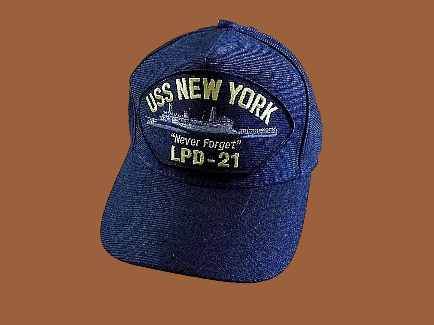 USS NEW YORK LPD-21 NEVER FORGET NAVY SHIP HAT U.S MILITARY OFFICIAL BALL CAP