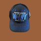 NAVY DOUBLE PINSTRIPED EMBROIDERED 6 PANEL CAP OFFICIALLY LICENSED NAVY HAT