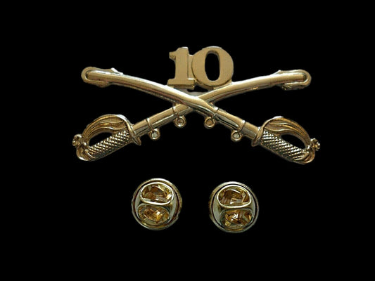 10th CAVALRY SWORDS SABERS  MILITARY HAT PIN REGIMENT BADGE BUFFALO SOLDIERS