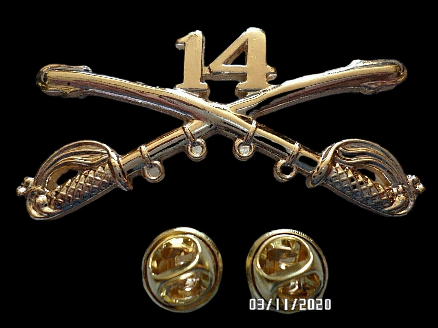 14th CAVALRY SWORDS SABERS MILITARY HAT PIN 14th CAVALRY REGIMENT BADGE U.S ARMY