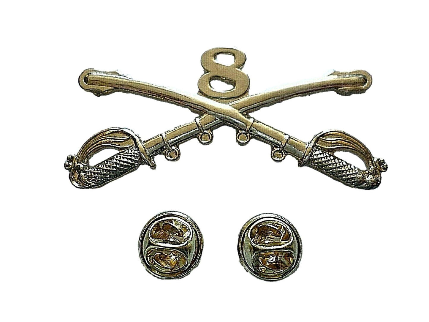 8th CAVALRY SWORDS SABERS  MILITARY HAT PIN  CAVALRY REGIMENT BADGE U.S ARMY