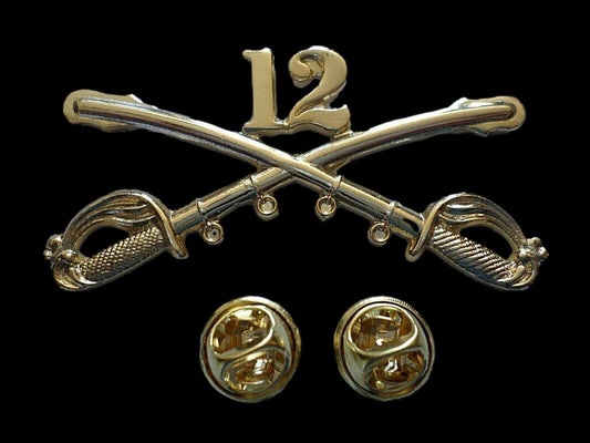 12th CAVALRY SWORDS SABERS MILITARY HAT PIN 12th CAVALRY REGIMENT BADGE U.S ARMY