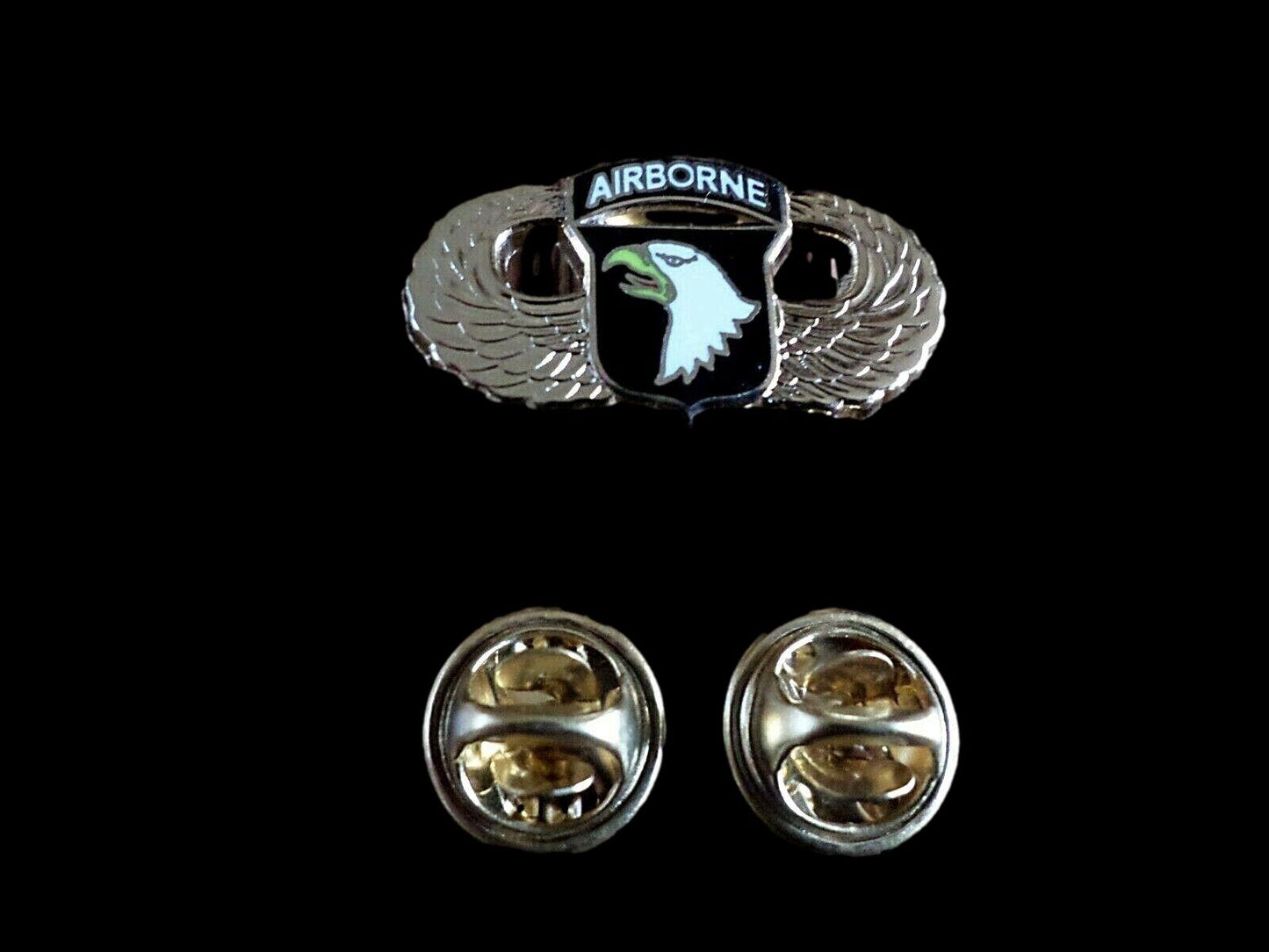 U.S MILITARY PIN ARMY 101st AIRBORNE JUMP WINGS HAT LAPEL PIN DOUBLE POST