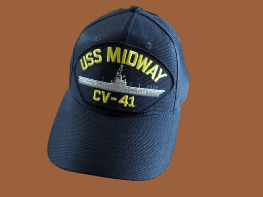 USS MIDWAY CV-41 NAVY SHIP HAT U.S MILITARY OFFICIAL BALL CAP U.S.A MADE