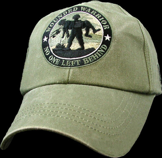 U.S MILITARY ARMY MARINE CORPS WOUNDED WARRIOR HAT CAP OD GREEN STONE WASHED