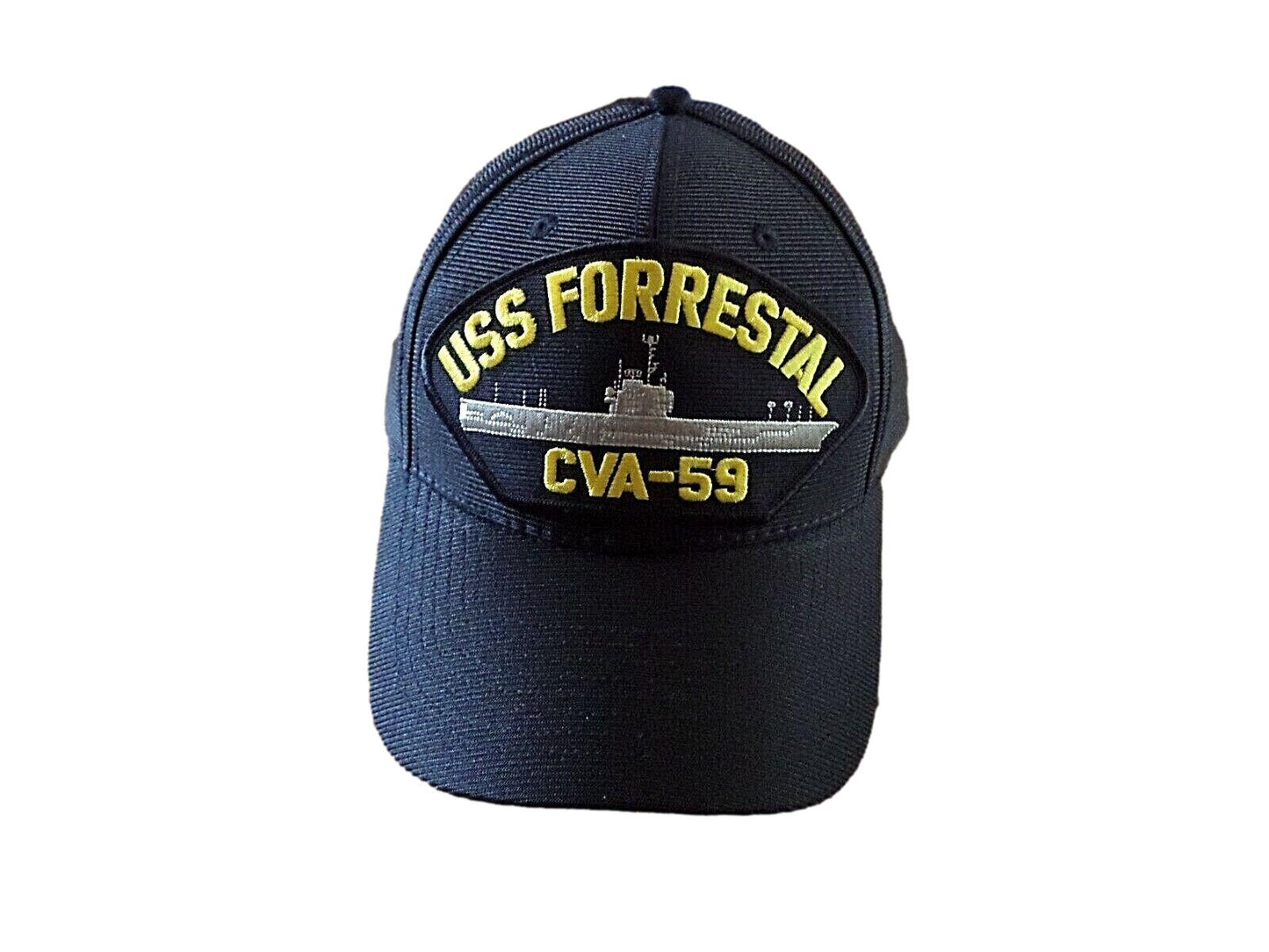 USS FORRESTAL CVA - 59 U.S NAVY SHIP HAT OFFICIAL MILITARY BALL CAP U.S.A MADE