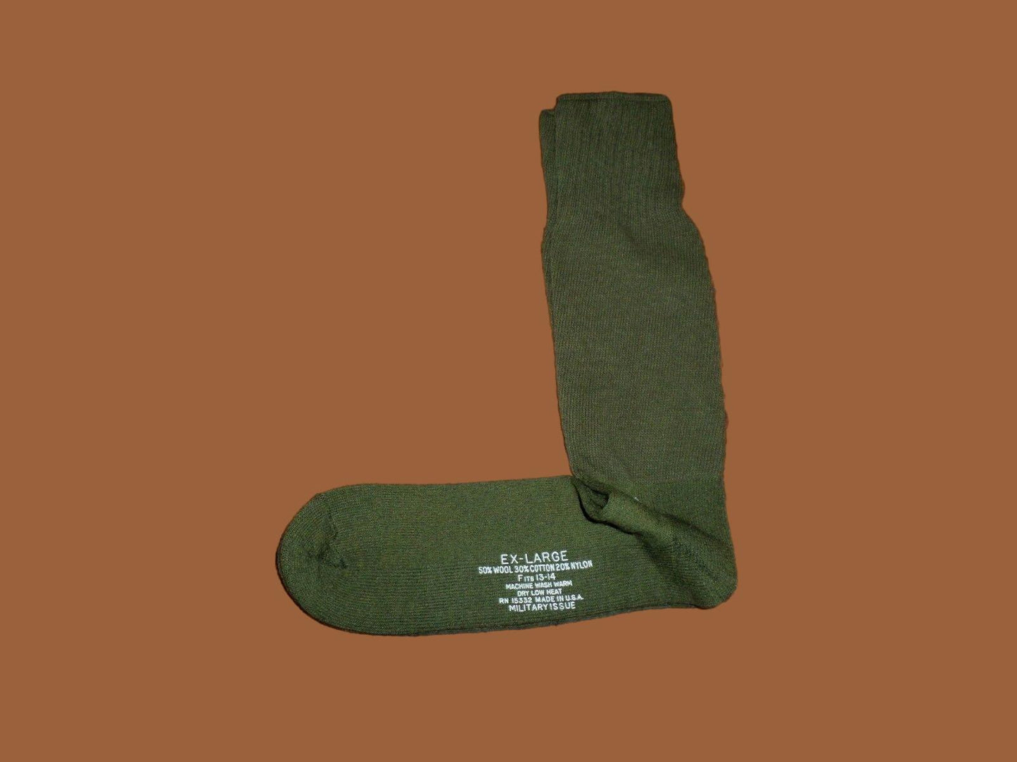 NEW MILITARY ISSUE CUSHION SOLE WOOL BLEND SOCKS U.S.A MADE OD GREEN X-LARGE