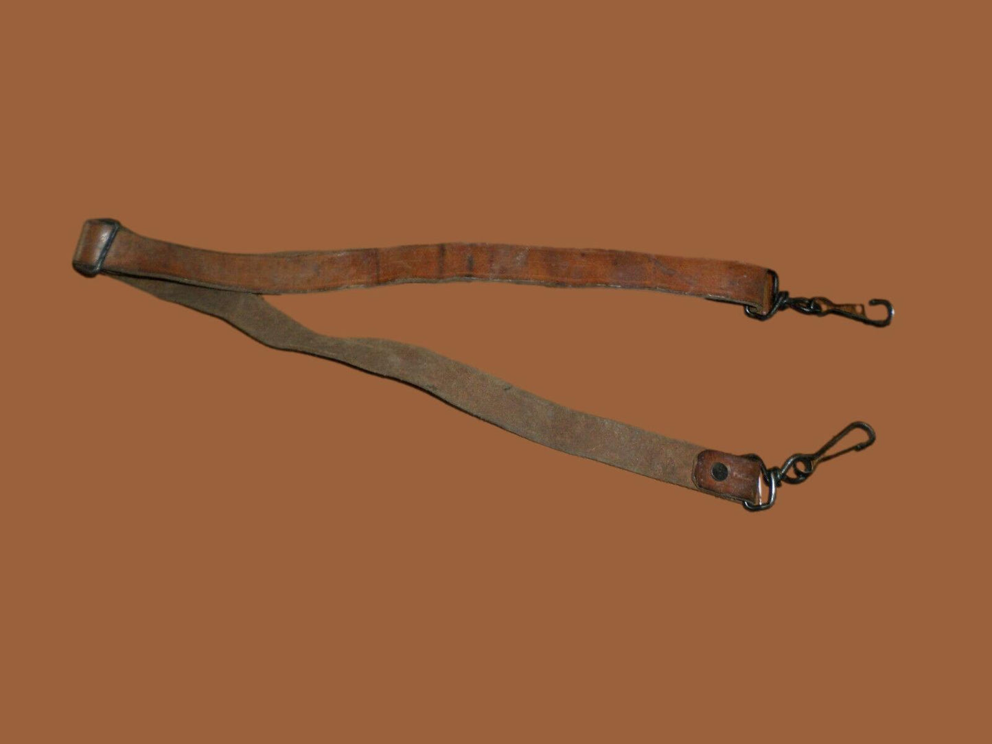 GENUINE FRENCH MILITARY MAT BROWN LEATHER RIFLE SLING ARMY MAS RIFLE 49 & 49/54