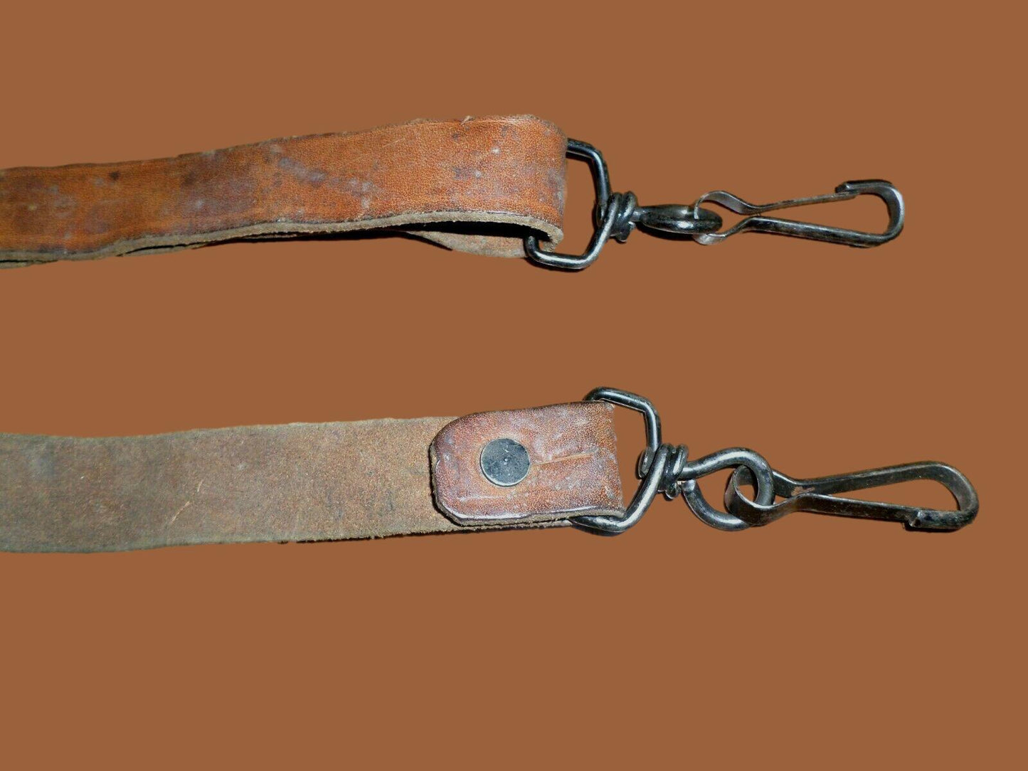 GENUINE FRENCH MILITARY MAT BROWN LEATHER RIFLE SLING ARMY MAS RIFLE 49 & 49/54