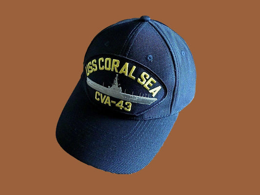 USS CORAL SEA CVA - 43 NAVY SHIP HAT U.S MILITARY OFFICIAL BALL CAP U.S.A MADE