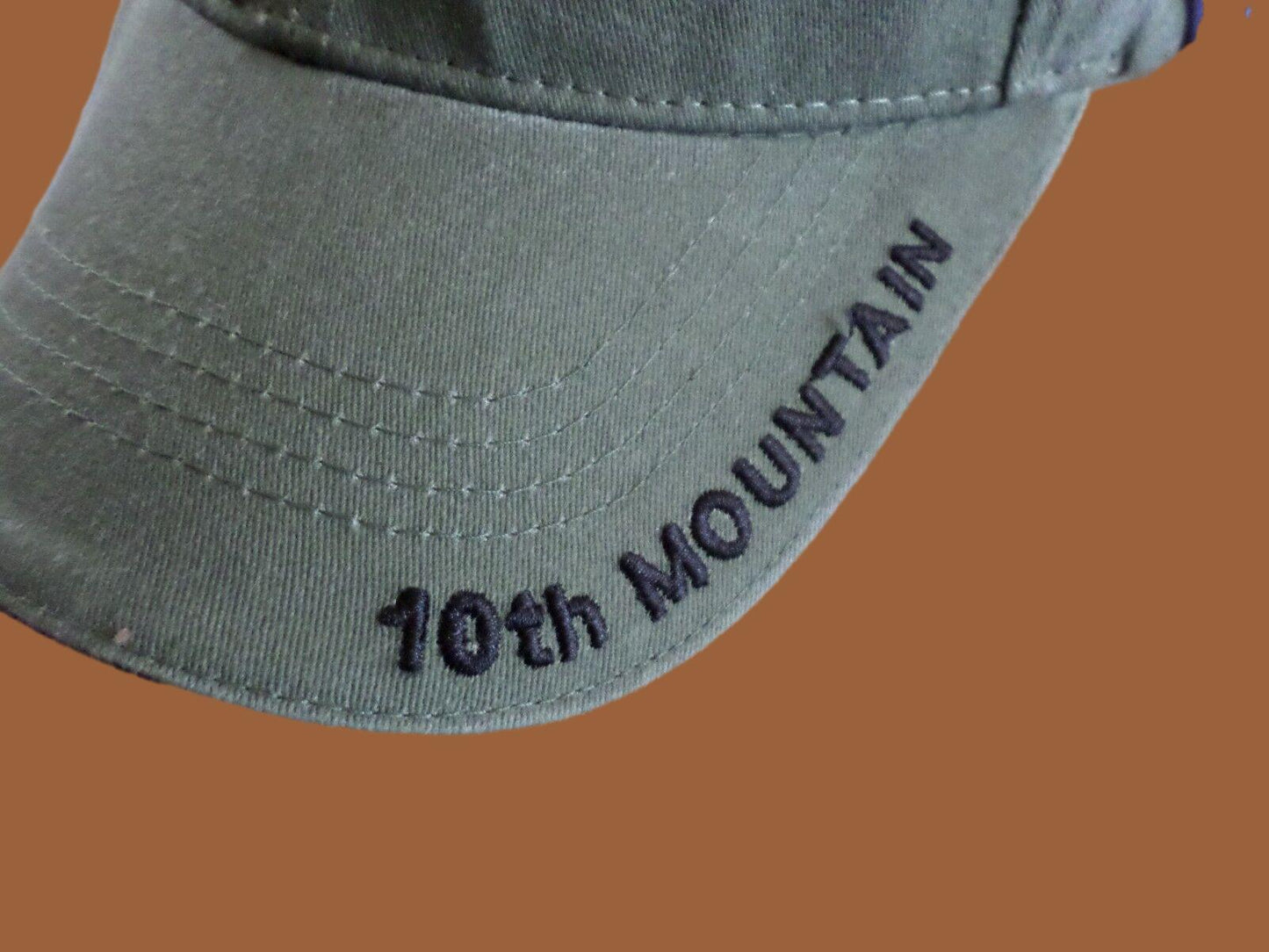 U.S.MILITARY ARMY 10th MOUNTAIN  DIVISION HAT BALL CAP OD GREEN STONE WASHED