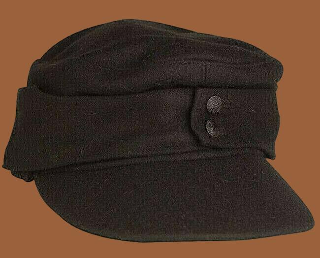 Reproduction German Army M-43 Military Cap Black Panzer Tanker Hat Wool Blend