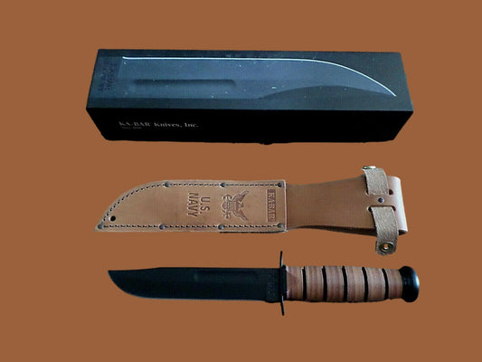 U.S MILITARY NAVY KA-BAR KNIFE & LEATHER SHEATH KABAR FULL SIZE COMBAT KNIFE