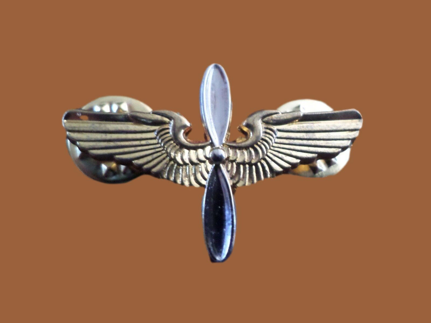 U.S ARMY AIR CORPS AVIATION CADET HAT LAPEL PIN DOUBLE POST CLUTCH BACK