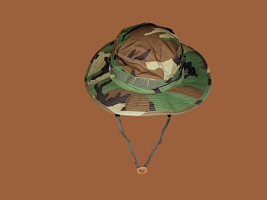 U.S MILITARY STYLE HOT WEATHER BOONIE HAT WOODLAND CAMOUFLAGE RIP-STOP LARGE