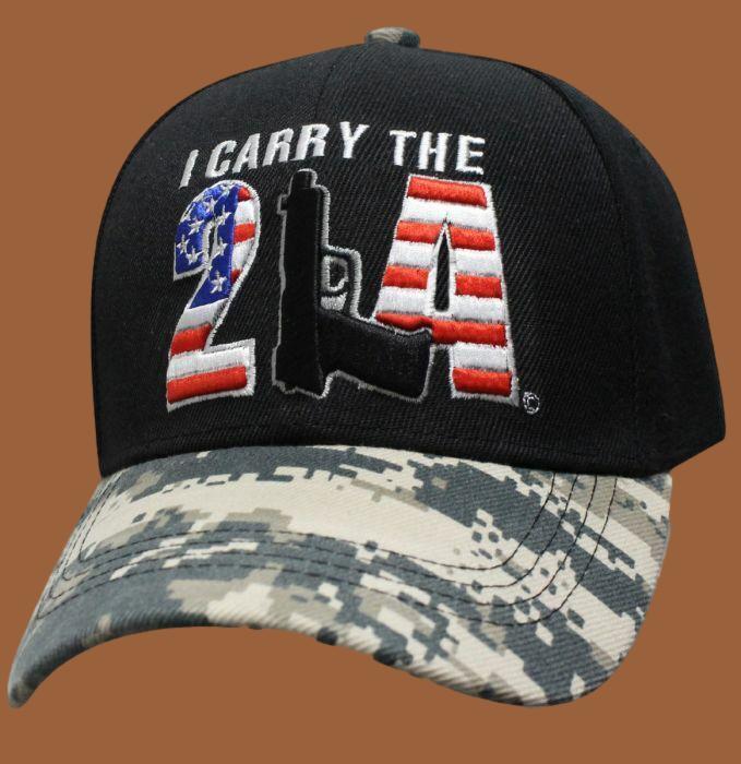 I CARRY THE 2nd AMENDMENT 6 PANEL CAP EMBROIDERED HAT DIGITAL CAMOUFLAGE BILL