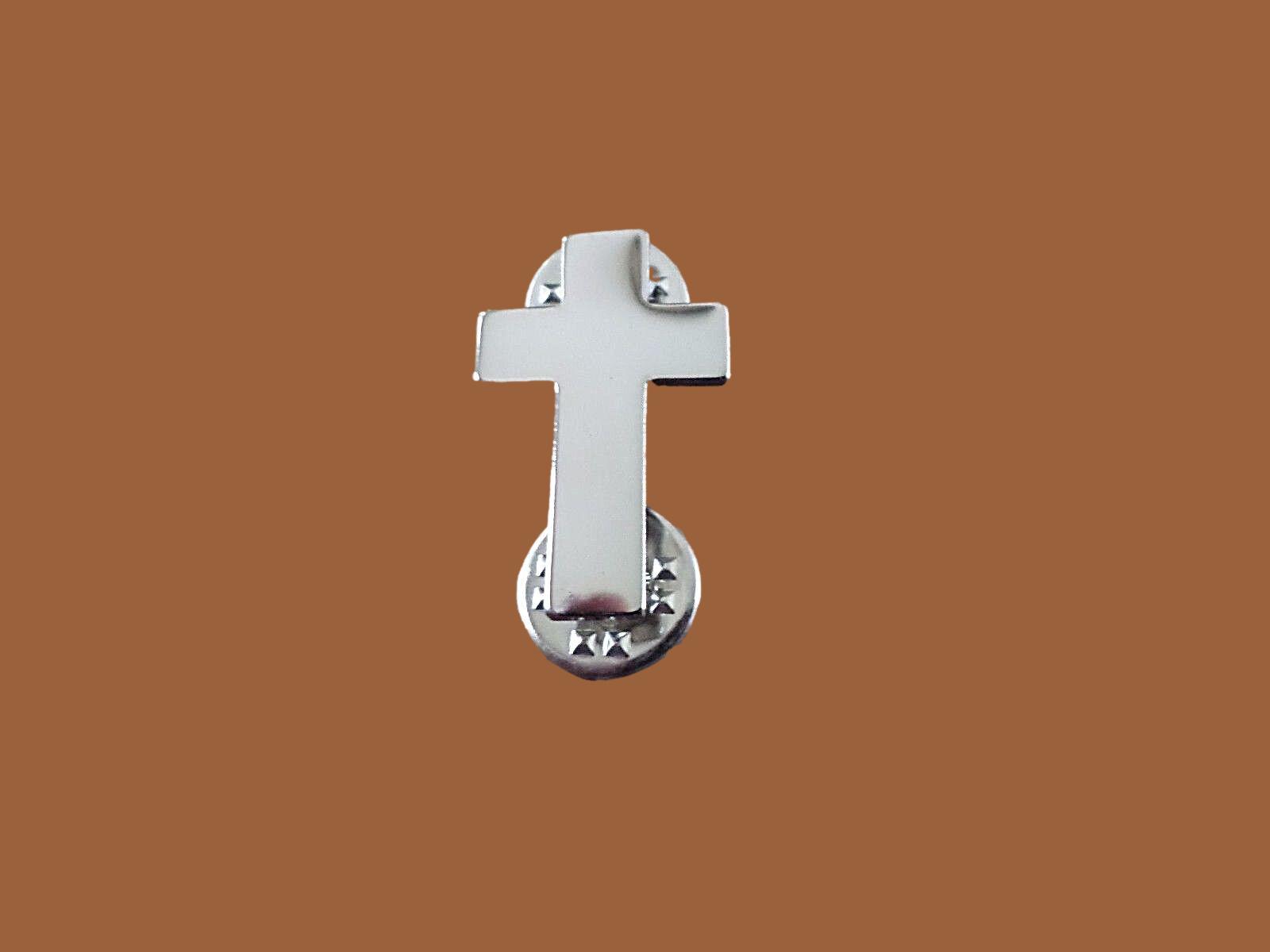 SILVER CHAPLAIN CROSS HAT PIN LAPEL PIN CHRISTIAN CROSS DOUBLE POST PI ...