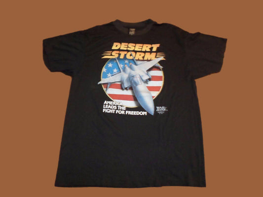 VINTAGE U.S MILITARY DESERT STORM T-SHIRT U.S.A MADE WAR ZONE 1991