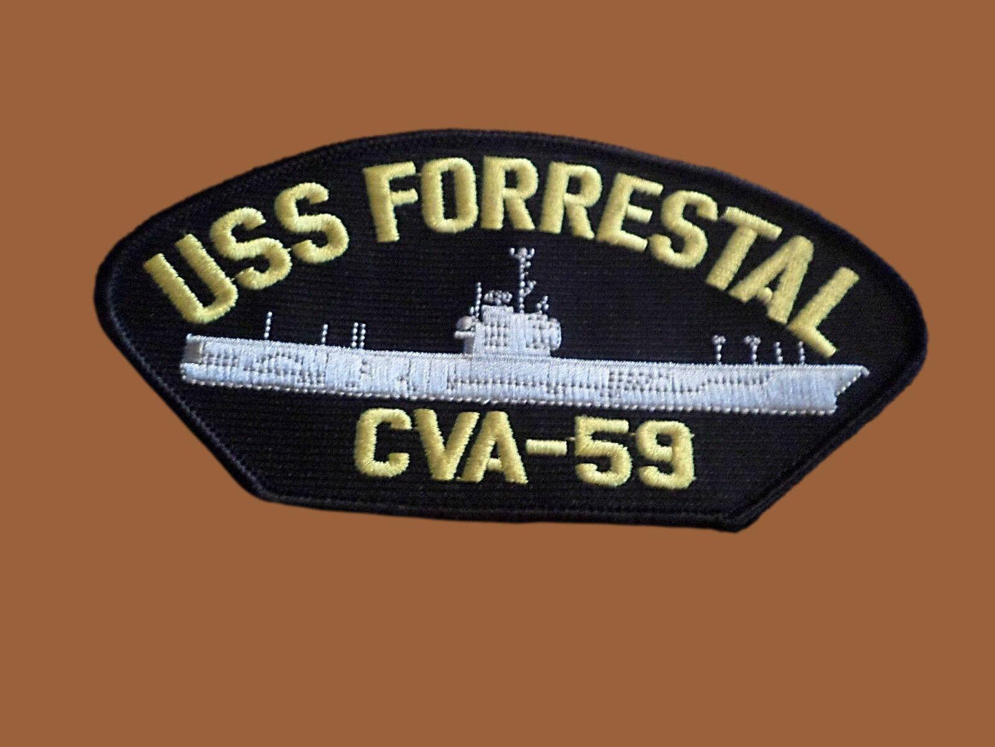 U.S NAVY SHIP HAT PATCH. USS FORRESTAL CVA-59 SHIP PATCH NAVY CARRIER U.S.A MADE