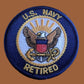 U.S MILITARY NAVY RETIRED PATCH UNITED STATES NAVY 3" X 3" ROUND HAT OR JACKET