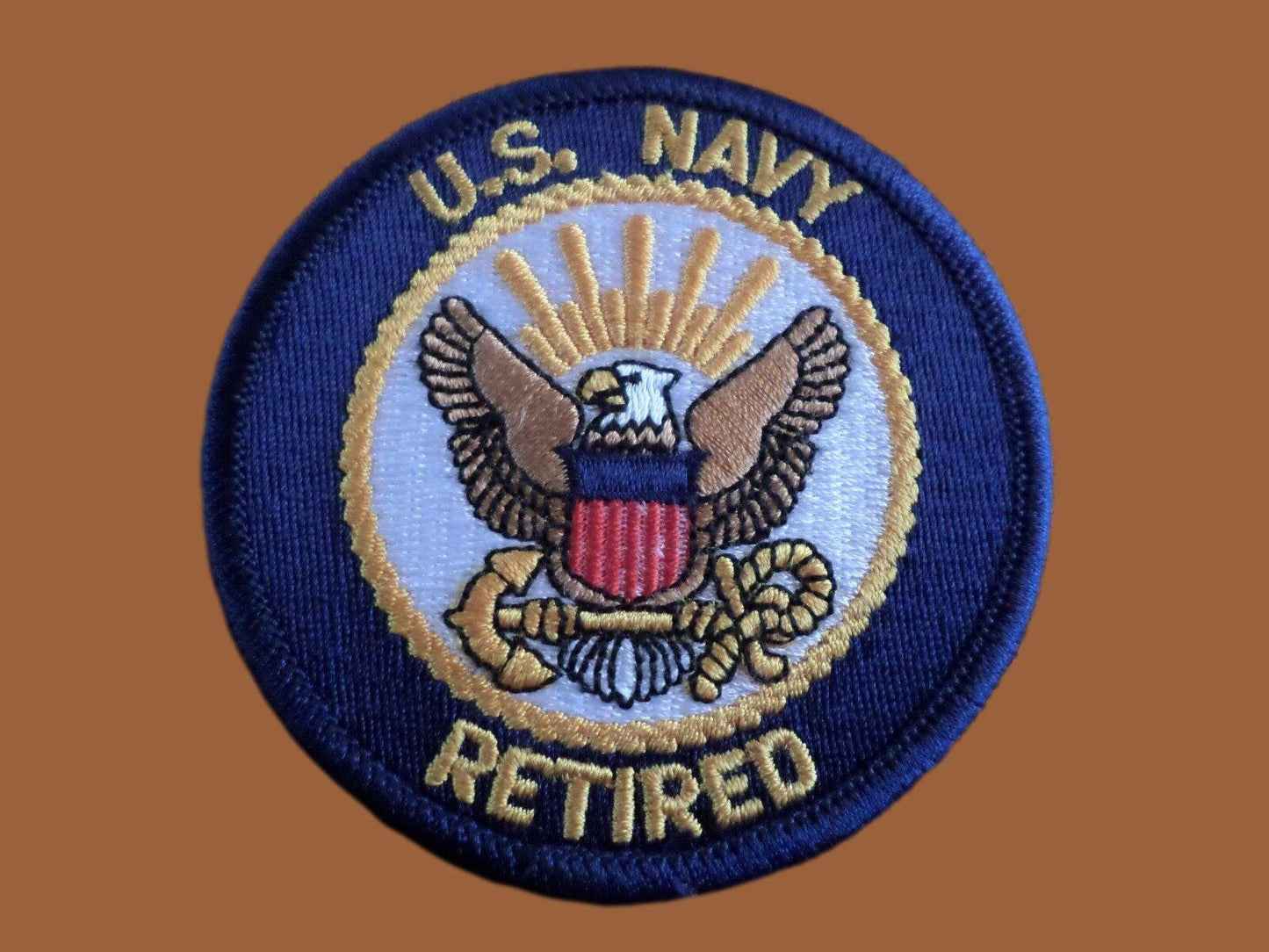 U.S MILITARY NAVY RETIRED PATCH UNITED STATES NAVY 3" X 3" ROUND HAT OR JACKET