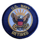 U.S MILITARY NAVY RETIRED PATCH UNITED STATES NAVY 3" X 3" ROUND HAT OR JACKET