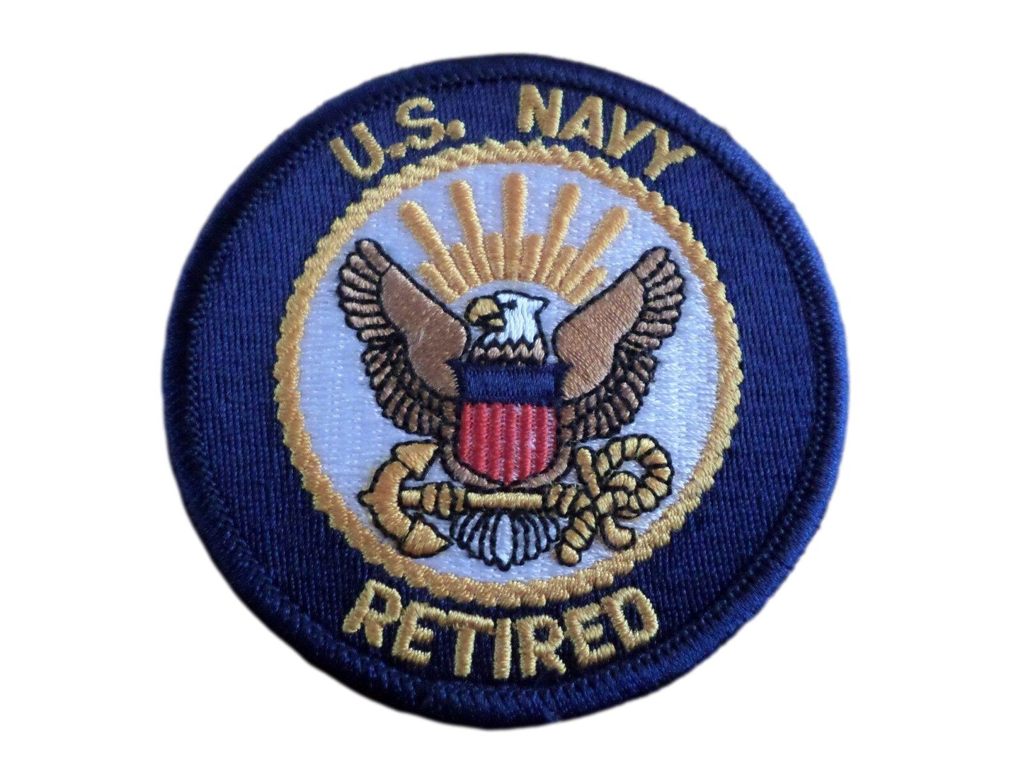 U.S MILITARY NAVY RETIRED PATCH UNITED STATES NAVY 3" X 3" ROUND HAT OR JACKET