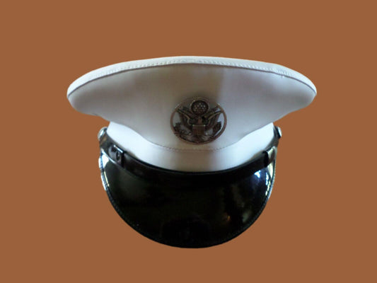 NEW VINTAGE MILITARY AIR FORCE WHITE DRESS SERVICE CADET CAP SIZE 7 3/8