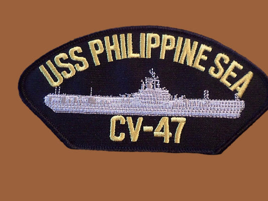 U.S NAVY SHIP HAT PATCH. USS PHILIPPINE SEA CV-47 U.S.A MADE HEAT TRANSFER