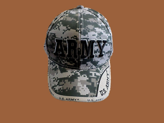 U.S ARMY HAT 3-D RAISED LETTERS TAPED BILL MILITARY BALL CAP ACU CAMOUFLAGE