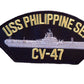 U.S NAVY SHIP HAT PATCH. USS PHILIPPINE SEA CV-47 U.S.A MADE HEAT TRANSFER