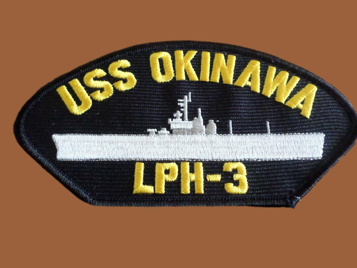 USS OKINAWA LPH-3 U.S NAVY SHIP HAT PATCH U.S.A MADE 3 X 6 HEAT TRANSFER