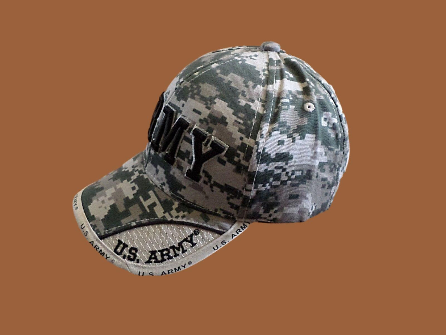 U.S ARMY HAT 3-D RAISED LETTERS TAPED BILL MILITARY BALL CAP ACU CAMOUFLAGE