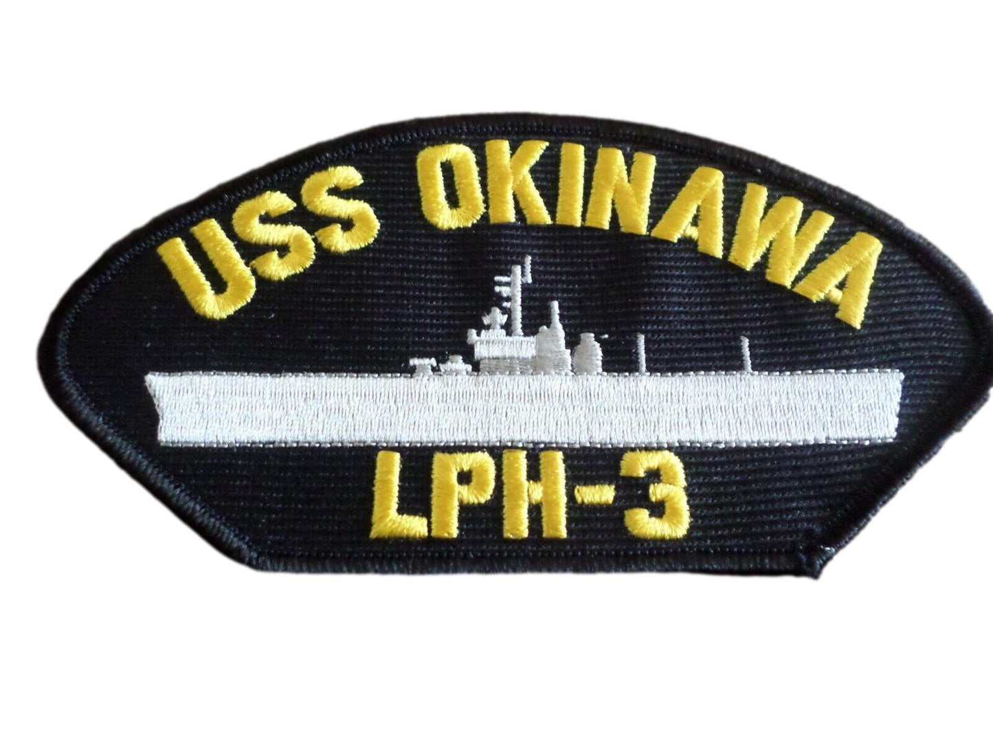 USS OKINAWA LPH-3 U.S NAVY SHIP HAT PATCH U.S.A MADE 3 X 6 HEAT TRANSFER