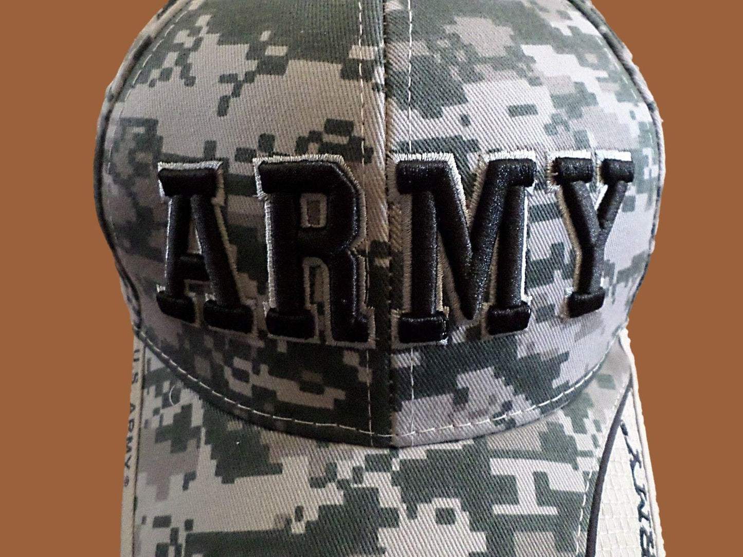 U.S ARMY HAT 3-D RAISED LETTERS TAPED BILL MILITARY BALL CAP ACU CAMOUFLAGE