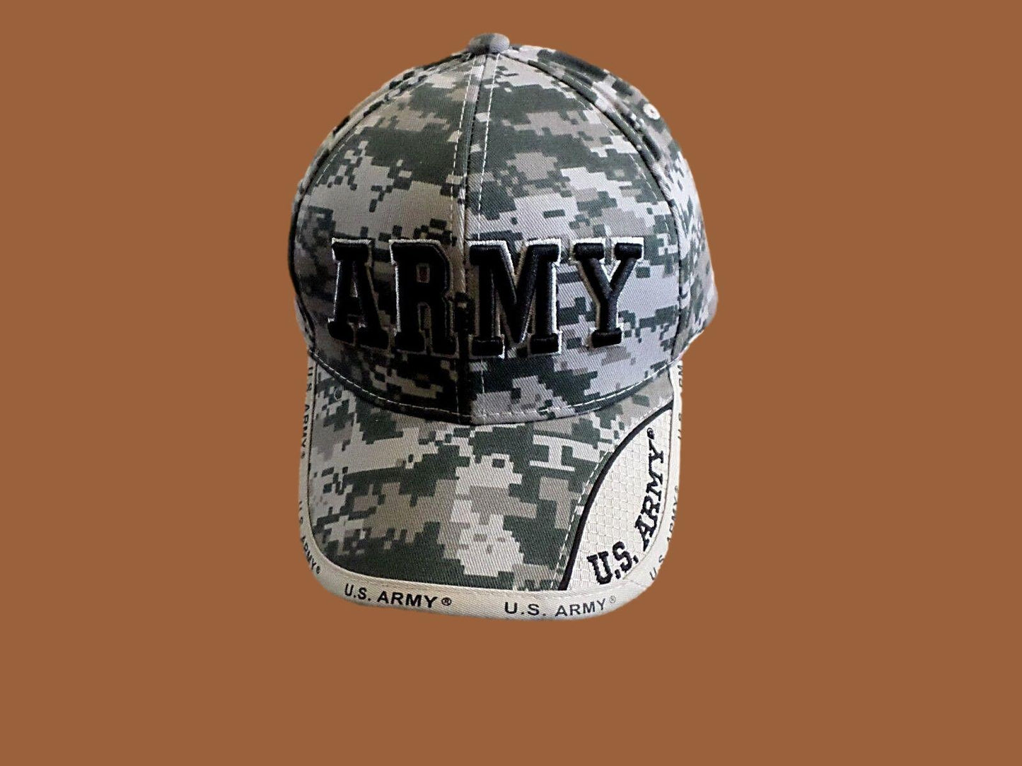 U.S ARMY HAT 3-D RAISED LETTERS TAPED BILL MILITARY BALL CAP ACU CAMOUFLAGE