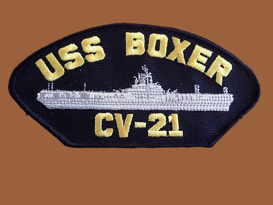 USS BOXER CV-21 U.S NAVY SHIP HAT PATCH CARRIER U.S.A MADE HEAT TRANSFER