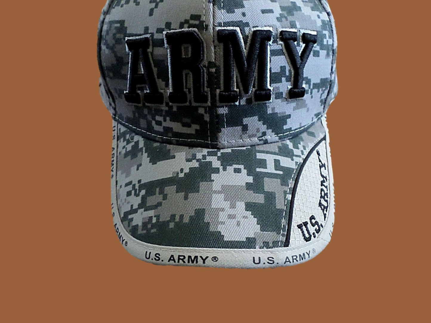 U.S ARMY HAT 3-D RAISED LETTERS TAPED BILL MILITARY BALL CAP ACU CAMOUFLAGE