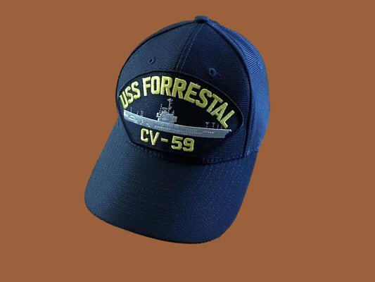 USS FORRESTAL CV-59 NAVY SHIP HAT U.S MILITARY OFFICIAL BALL CAP U.S.A MADE