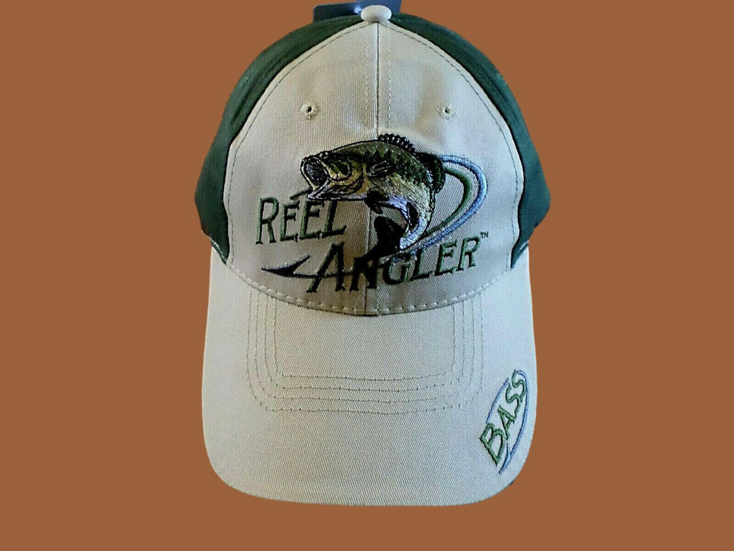 REEL ANGLER BASS FISHER 6 PANEL CAP EMBROIDERED FISHING HAT