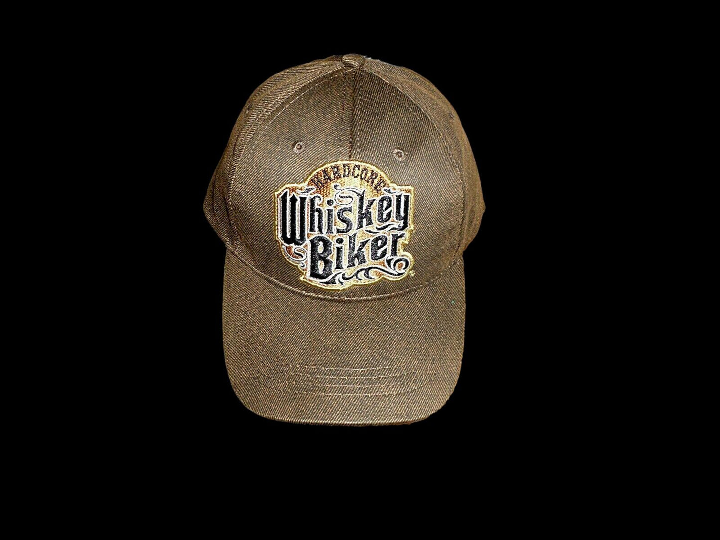 HARDCORE WHISKEY BIKER PREMIUM OILSKIN 6 PANEL CAP EMBROIDERED BIKER HAT