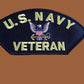 U.S NAVY VETERAN HAT PATCH NAVY VET 3" X 6" HEAT TRANSFER U.S.A MADE