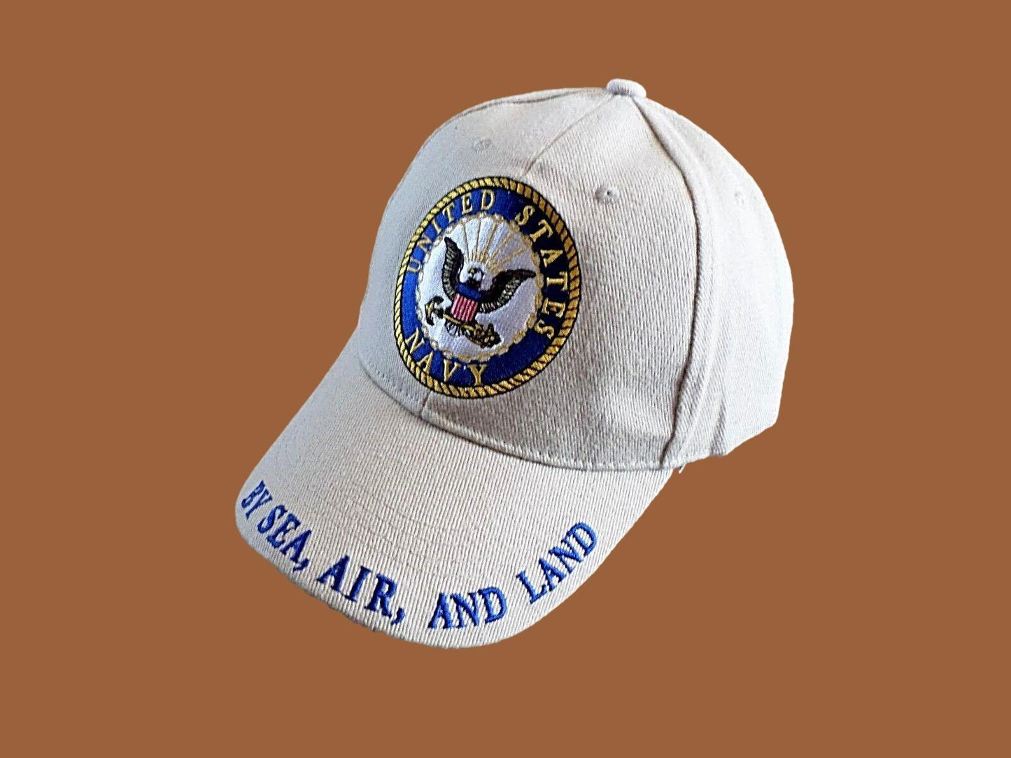 NEW U.S MILITARY NAVY EMBROIDERED KHAKI HAT BASEBALL CAP OFFICIAL LICENSED HATS