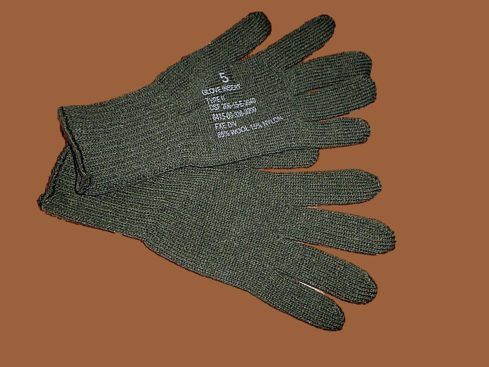 U.S MILITARY STYLE D3A COLD WEATHER GLOVE LINERS 85% WOOL 15% NYLON SI ...