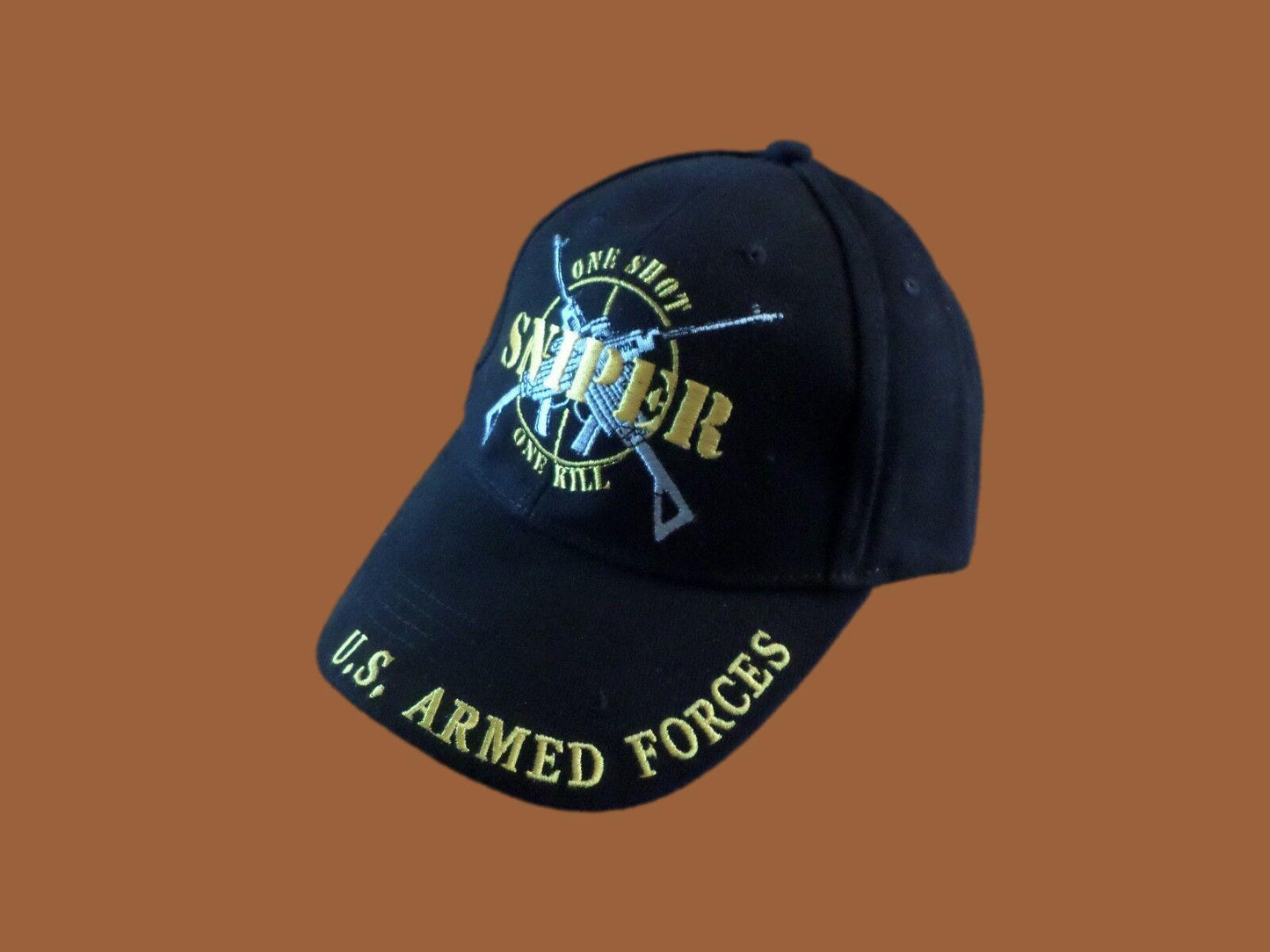 U.S MILITARY SNIPER HAT ONE SHOT ONE KILL EMBROIDERED U.S ARMED FORCES CAP